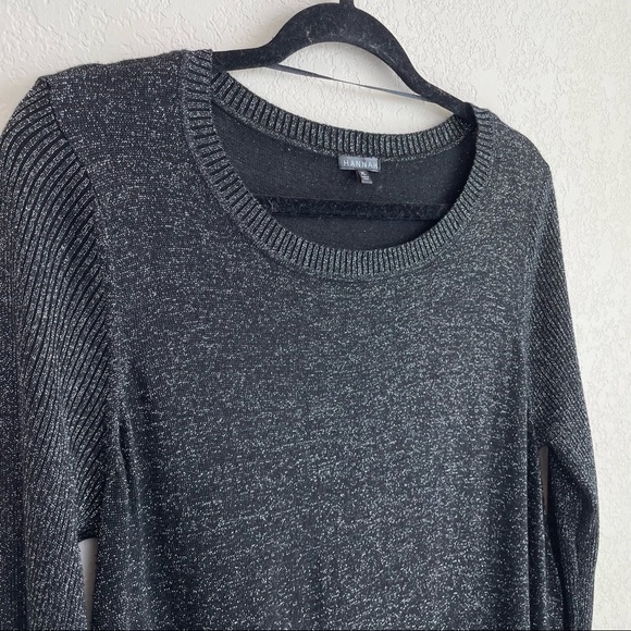Hannah Long Sleeve Black Shimmer Metallic Top Size XL - Picture 2 of 9
